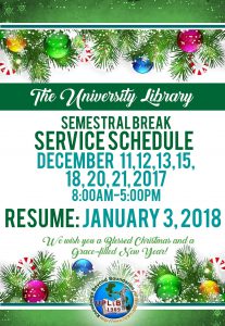 Library Schedule for December 2017