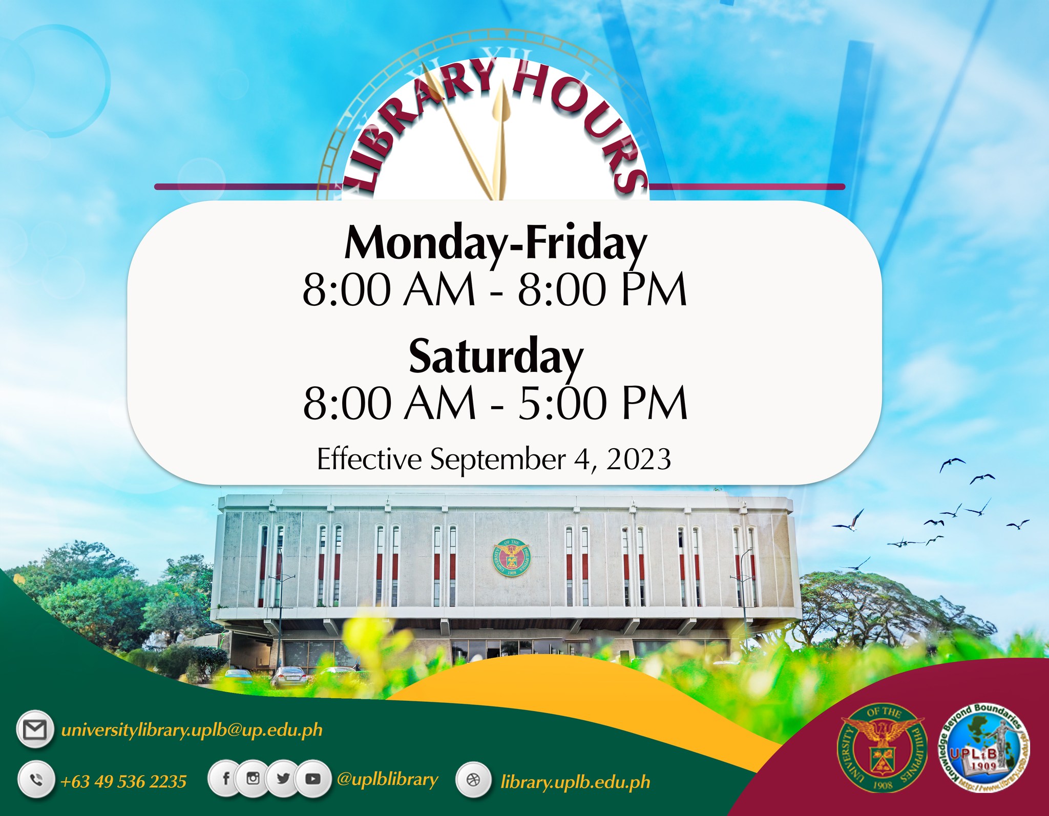 Library Operating Hours (2023-2024 1st Semester)